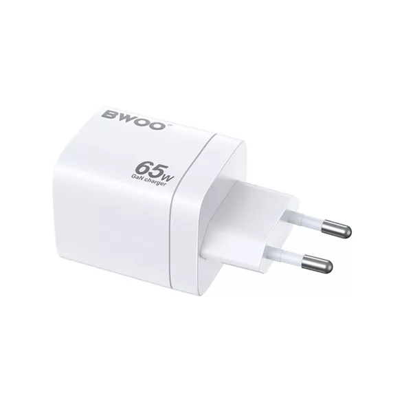 BWOO CDA147 hálózati töltő 1xUSB-A és 2xUSB-C csatlakozással 65W - fehér