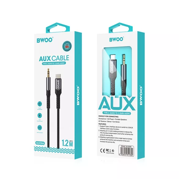 BWOO BO-AUX066 audió kábel AUX 3,5mm jack - USB-C