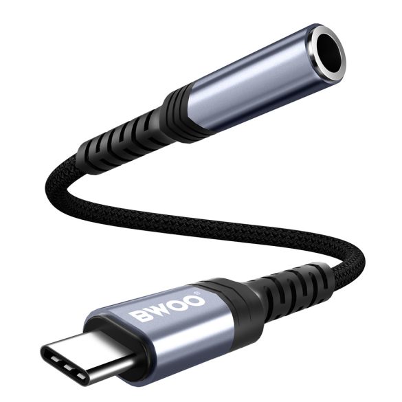 BWOO BZ47 AUX 3,5mm jack - USB-C audio adapter - fekete