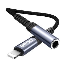 BWOO BZ48 AUX 3,5mm jack - Lightning audio adapter - fekete