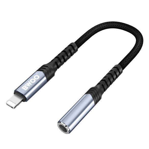BWOO BZ48 AUX 3,5mm jack - Lightning audio adapter - fekete