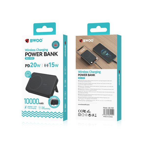 BWOO powerbank 20W 10000mAh - fekete