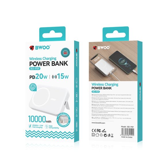 BWOO powerbank 20W 10000mAh - fehér