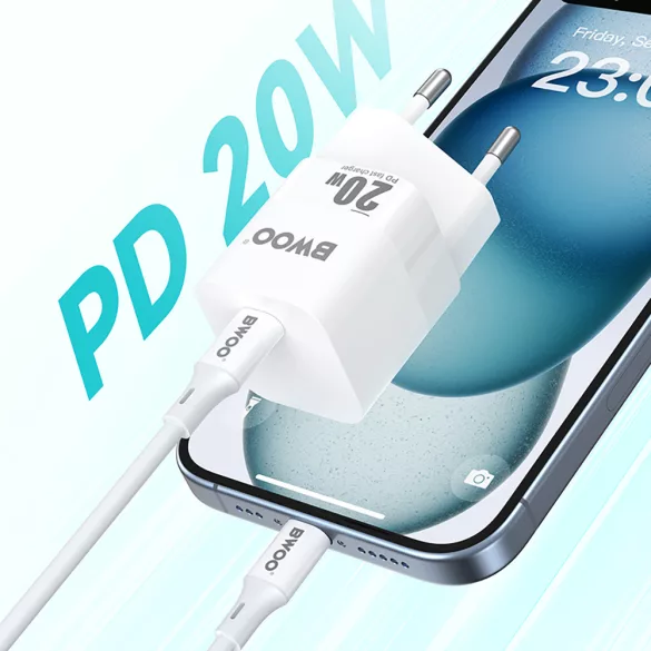 BWOO CDA155 hálózati töltő 1xUSB-C csatlakozással 20 W - fehér