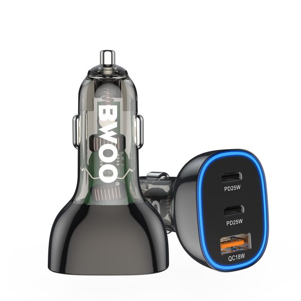 BWOO BO-CC96 autós töltő 1xUSB-A és 2xUSB-C csatlakozással 68W