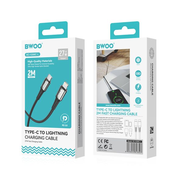 BWOO Braided Type-C - Lightning kábel 30W 3m