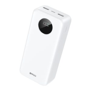 BWOO powerbank LCD kijelzővel 22,5W 30000mAh - fehér