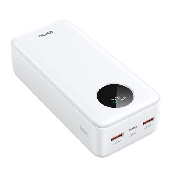 BWOO powerbank LCD kijelzővel 22,5W 30000mAh - fehér