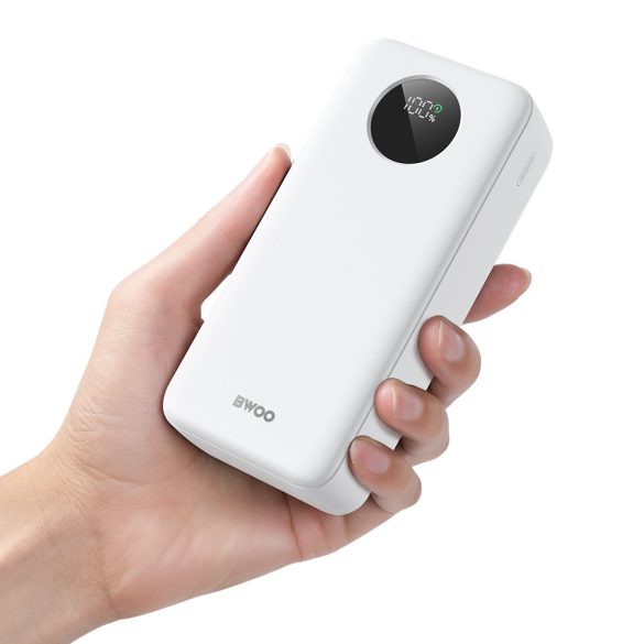 BWOO powerbank LCD kijelzővel 22,5W 30000mAh - fehér