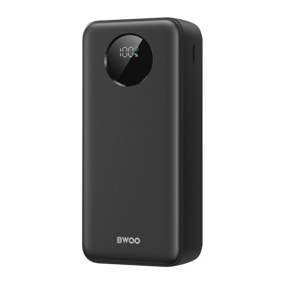 BWOO powerbank LCD kijelzővel 22,5W 30000mAh - fekete