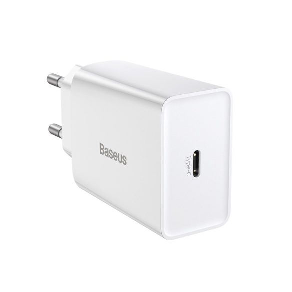 Baseus Speed ​​Mini hálózati töltő 1xUSB-C csatlakozással PD 20W - fehér