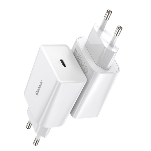 Baseus Speed ​​Mini hálózati töltő 1xUSB-C csatlakozással PD 20W - fehér