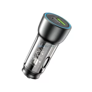 Yesido autós töltő Y49 PD 30W + QC3.0 18W USB-A+C, BLACK / FEKETE