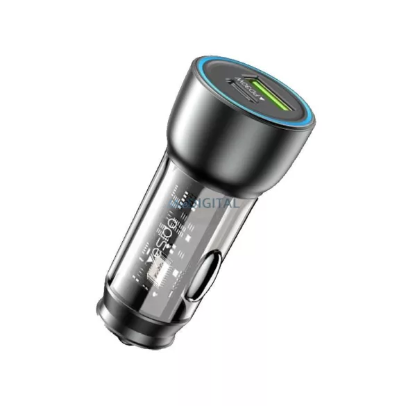 Yesido autós töltő Y49 PD 30W + QC3.0 18W USB-A+C, BLACK / FEKETE
