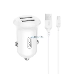   XO autós töltő CC67 12W 2x USB fekete + USB - USB-C kábel