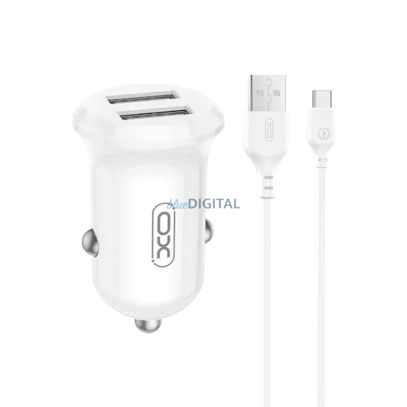 XO autós töltő CC67 12W 2x USB fekete + USB - USB-C kábel