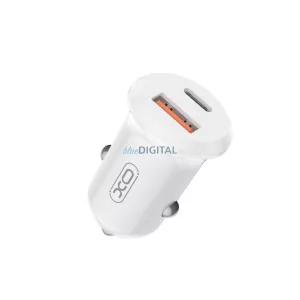 XO autós töltő CC69 PD 30W QC 1x USB 1x USB-C fehér