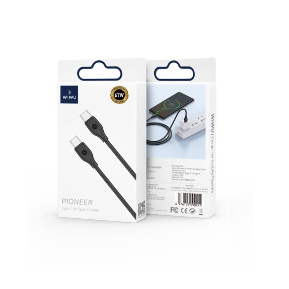 WIWU Wi-C002 Pioneer Type-C - Type-C kábel 67W 1m - fekete
