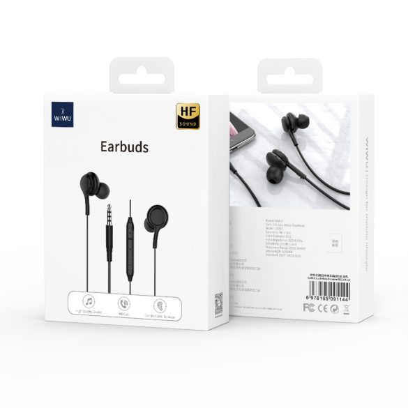 WIWU EB310 vezetékes fülhallgató 3.5mm jack - fekete