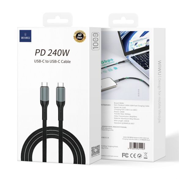 WIWU Wi-C036 Type-C - Type-C kábel 240W PD 1m