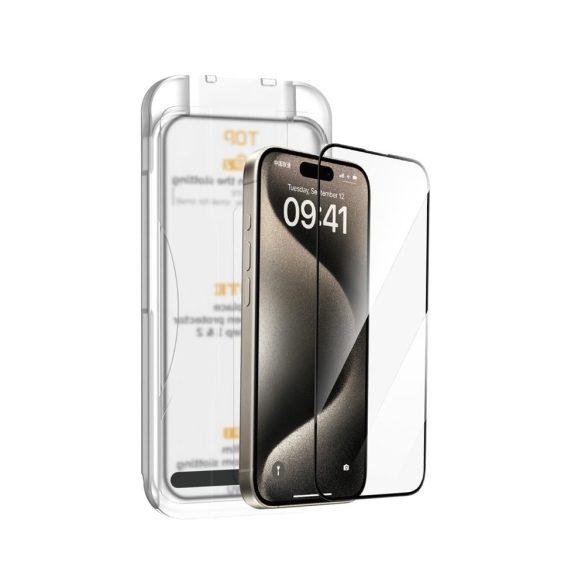 WIWU Wi-SQ008 9H edzett üveg felhelyezést segítő kerettel iPhone 16 Plus