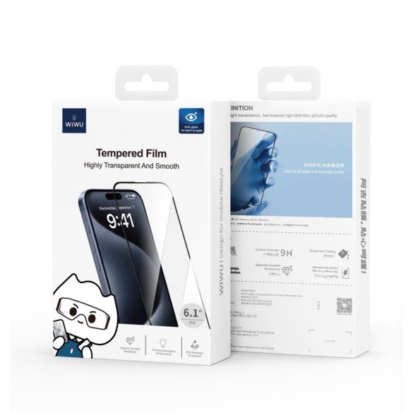WIWU GT-009 tükröződésmentes edzett üveg iPhone 16 Plus