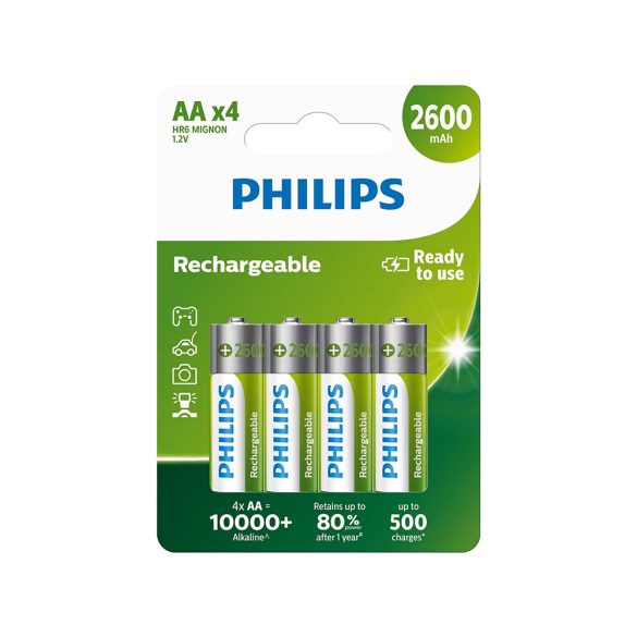 Philips nikkel-fémhidrid (NiMH) újratölthető elem AA 2600mAh - 4db