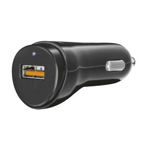 Trust autós töltő 1xUSB-A csatlakozással 18W QC 3.0 - fekete