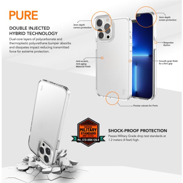 Ugly Rubber Pure tok iPhone 14 Pro Max - átlátszó