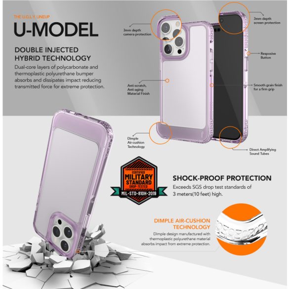 Ugly Rubber UMODEL tok iPhone 14 Pro - átlátszó