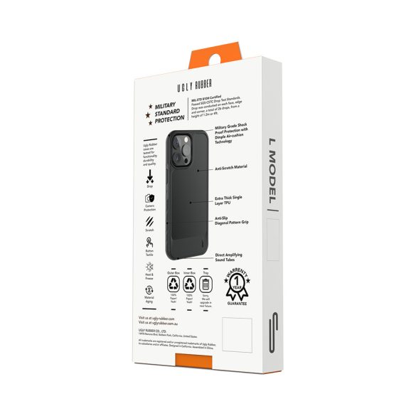 Ugly Rubber L tok iPhone 14 Pro Max - fekete