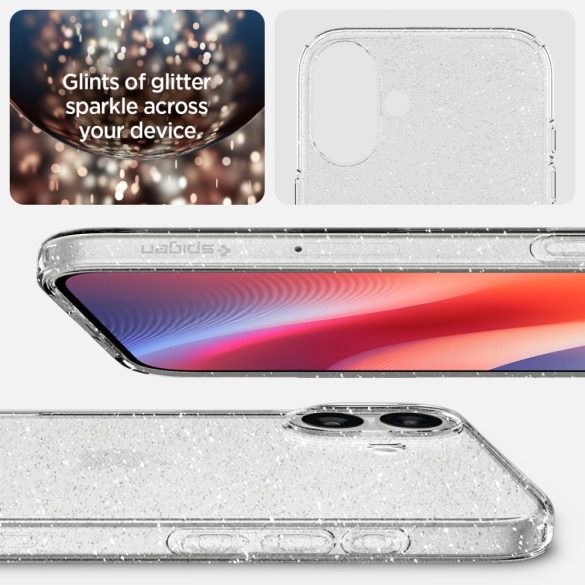 Spigen Liquid Crystal tok iPhone 16 - átlátszó csillogós