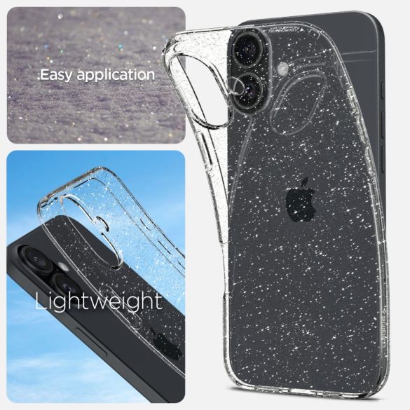 Spigen Liquid Crystal tok iPhone 16 - átlátszó csillogós