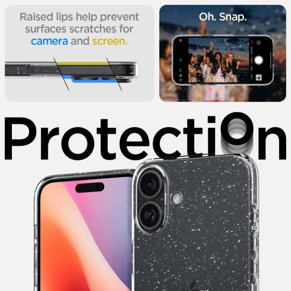 Spigen Liquid Crystal tok iPhone 16 - átlátszó csillogós