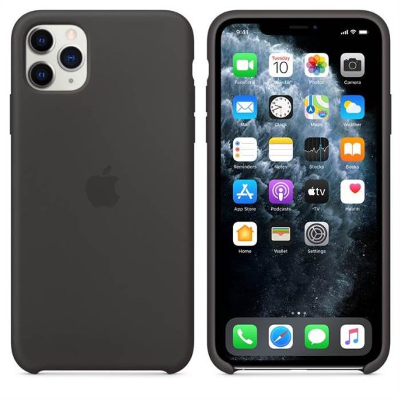 Apple iPhone 11 Pro Max MX002ZM/A Liquid Silicon Hátlap - Fekete