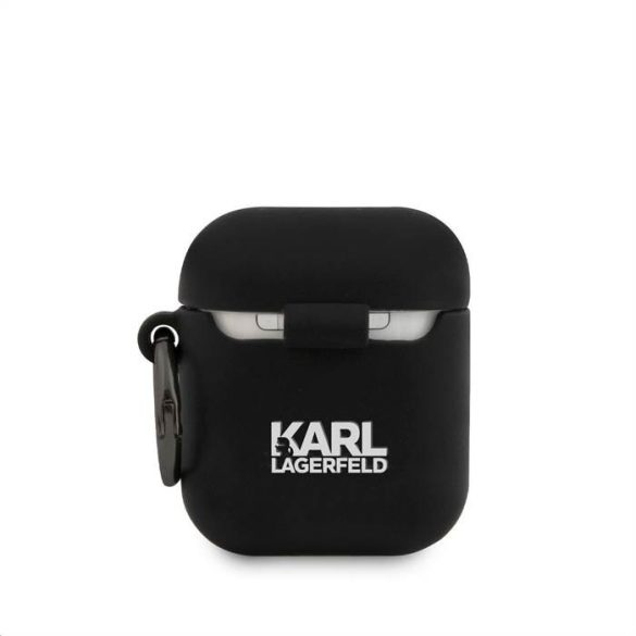 Apple Airpods 1/2 KARL LAGERFELD KLACA2SILRSGBK Liquid Silicon Tartó - Fekete