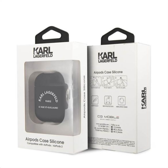 Apple Airpods 1/2 KARL LAGERFELD KLACA2SILRSGBK Liquid Silicon Tartó - Fekete