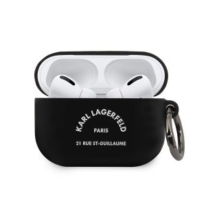 Apple Airpods Pro KARL LAGERFELD KLACAPSILRSGBK Liquid Silicon Tartó - Fekete