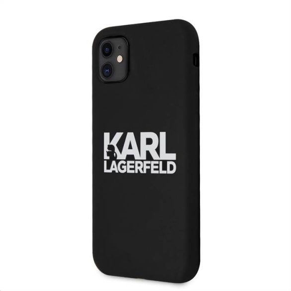 Apple iPhone 11 KARL LAGERFELD KLHCN61SLKLRBK Liquid Silicon Hátlap - Fekete