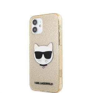 Apple iPhone 12 Mini KARL LAGERFELD KLHCP12SCHTUGLGO Glitter TPU Hátlap - Arany