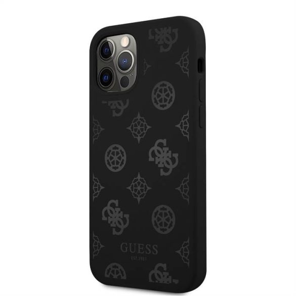 Apple iPhone 12/12 Pro GUESS GUHCP12MLSPEBK Liquid Silicon Hátlap - Fekete