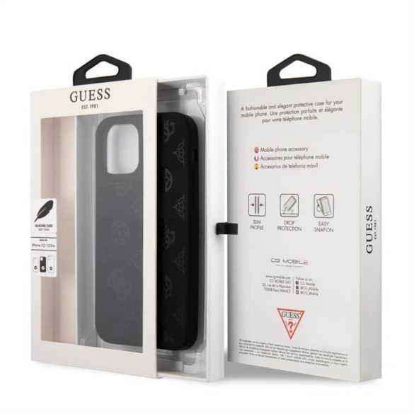 Apple iPhone 12/12 Pro GUESS GUHCP12MLSPEBK Liquid Silicon Hátlap - Fekete