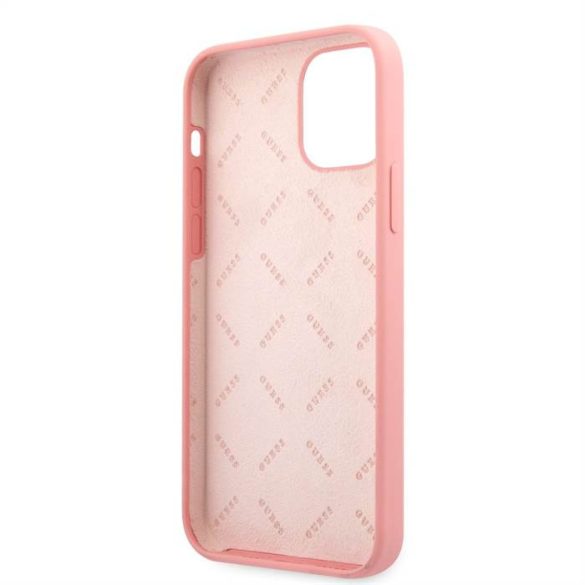 Apple iPhone 12/12 Pro GUESS GUHCP12MLSPEWPI Liquid Silicon Hátlap - Rózsaszín