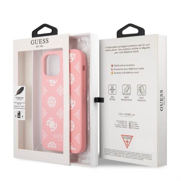 Apple iPhone 12/12 Pro GUESS GUHCP12MLSPEWPI Liquid Silicon Hátlap - Rózsaszín