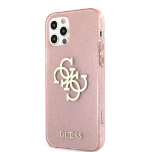 Apple iPhone 12/12 Pro GUESS GUHCP12MPCUGL4GPI Glitter TPU Hátlap - Rózsaszín