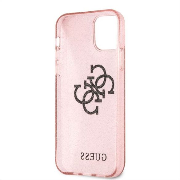 Apple iPhone 12 Pro Max GUESS GUHCP12LPCUGL4GPI Glitter TPU Hátlap - Rózsaszín
