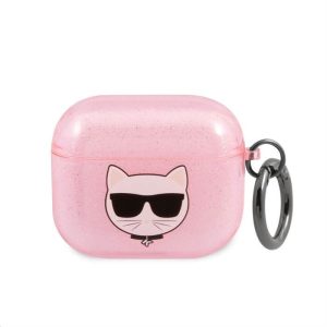 Apple Airpods 3 KARL LAGERFELD KLA3UCHGP Glitter TPU Tartó - Rózsaszín