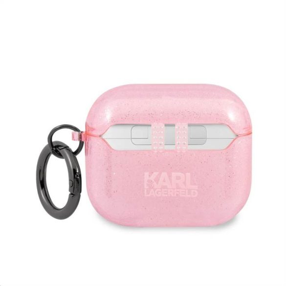 Apple Airpods 3 KARL LAGERFELD KLA3UCHGP Glitter TPU Tartó - Rózsaszín