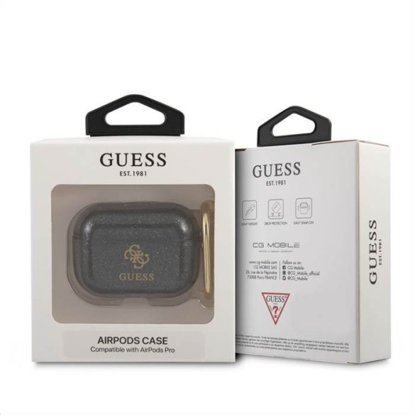 Apple Airpods Pro GUESS GUAPUCG4GK Glitter TPU Tartó - Fekete