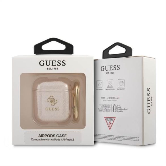 Apple Airpods 1/2 GUESS GUA2UCG4GD Glitter TPU Tartó - Arany